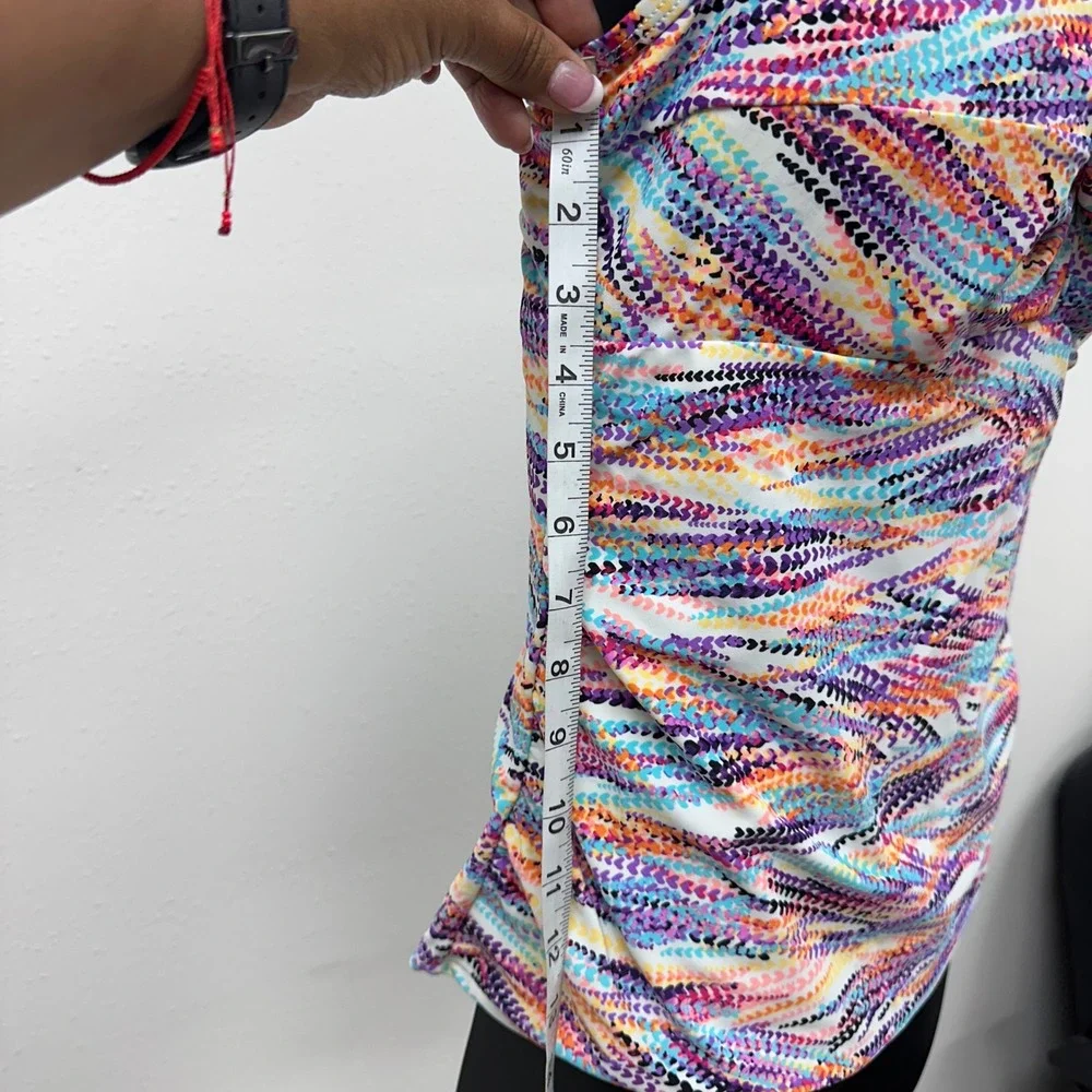 Croft & Barrow Tankini Swim Beach Top Vibrant Multicolor Twist Front Lined Sz 16